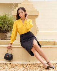 Áo Kiểu Nữ THÁI TUẤN Công Sở Cổ Tim Tay Dài