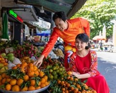 Áo Dài Nữ F2 Linen Đỏ Tay Phối Đỏ - Không Kèm Quần