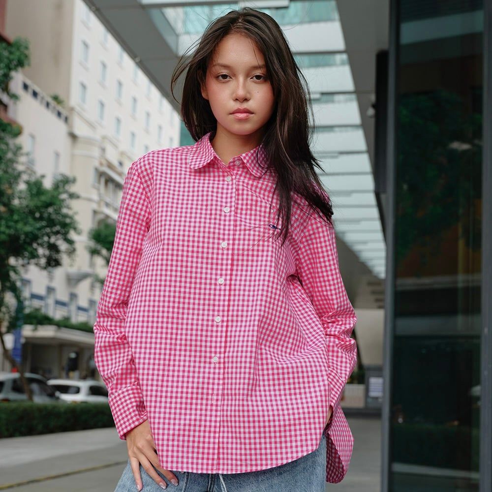 Áo Sơ Mi Nữ TheBlueTshirt Miss Oversize Shirt - True Pink Gingham