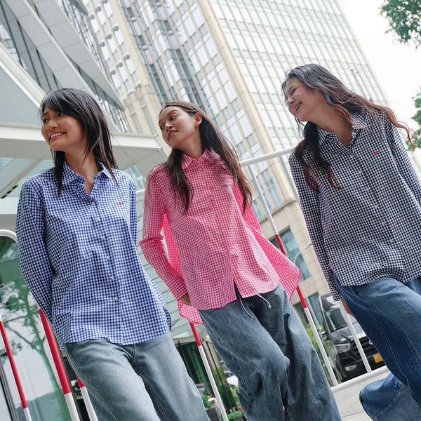 Áo Sơ Mi Nữ TheBlueTshirt Miss Oversize Shirt - True Pink Gingham