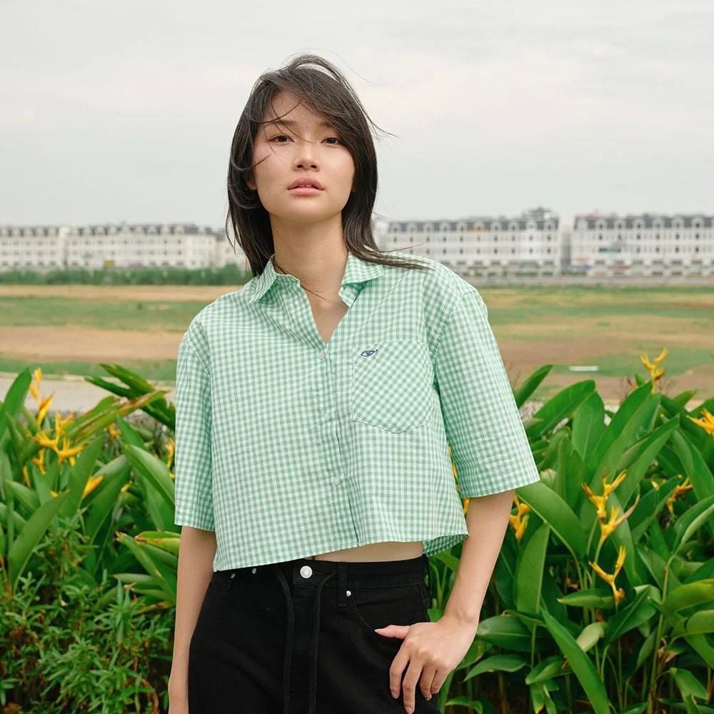 Áo Sơ Mi Nữ TheBlueTshirt NewYork Shirt - Pearl Green Gingham