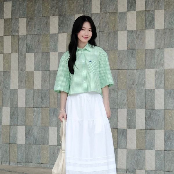 Áo Sơ Mi Nữ TheBlueTshirt NewYork Shirt - Pearl Green Gingham