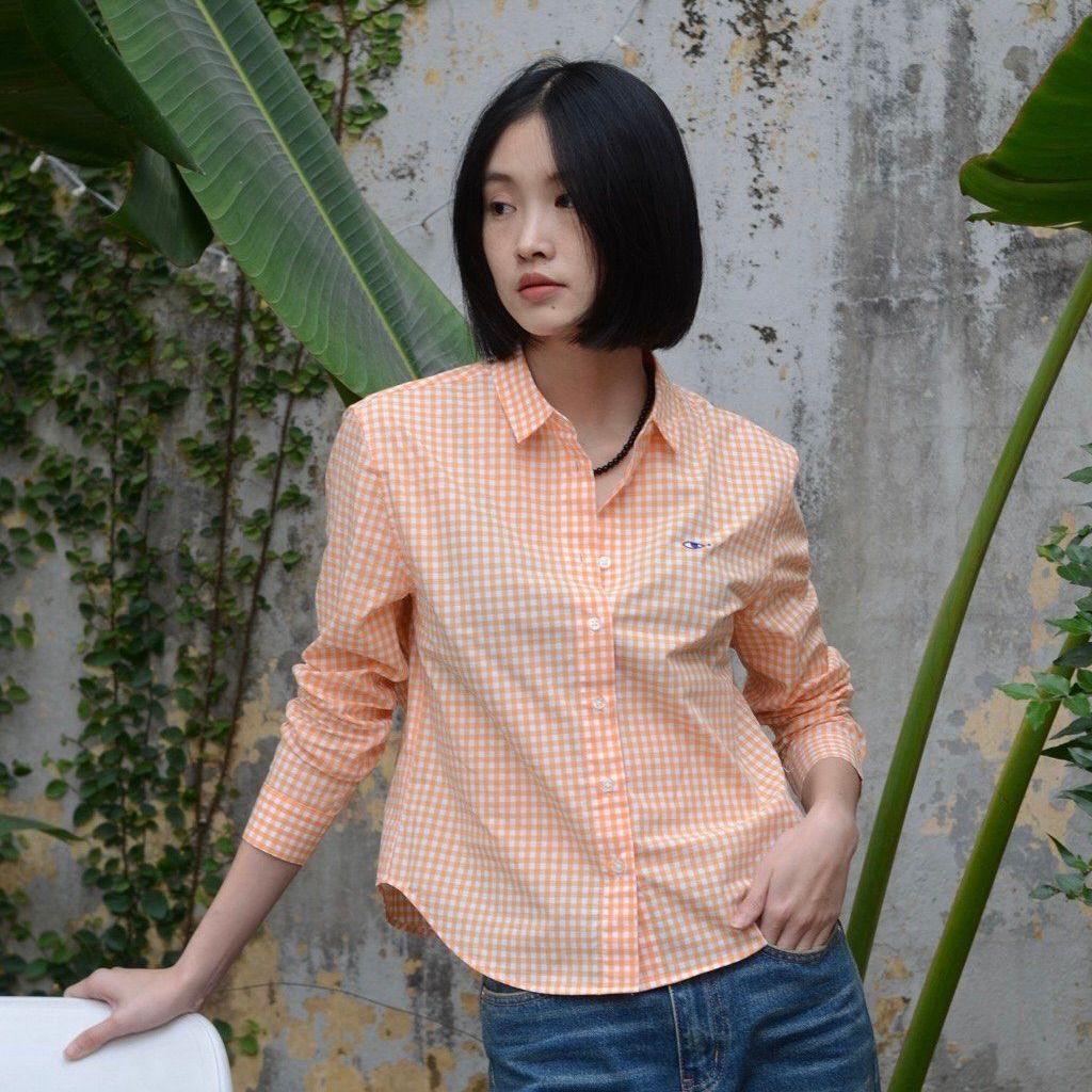 Áo Sơ Mi Nữ TheBlueTshirt Ultimate Classic Shirt - Orange Gingham