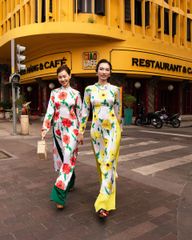 Áo Dài Nữ F2 Lụa Họa Tiết Trắng Hoa Vàng Hồn Việt - Không kèm quần