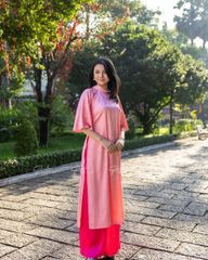 Áo Dài Nữ F2 Lụa Hồng Nhạt - Không Kèm Quần