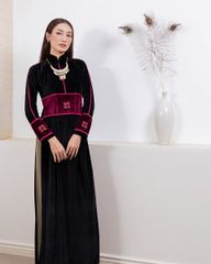 Áo Dài Nữ F2 Nhung Đen Phối - Không Kèm Quần
