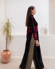 Áo Dài Nữ F2 Nhung Đen Phối - Không Kèm Quần