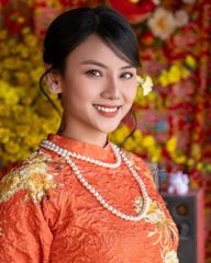 Áo Dài Nữ F2 Gấm Cam Hoa - Không Kèm Quần