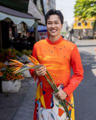 Áo Dài Nam F2 Gấm Cam Ngựa - Không Kèm Quần