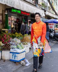 Áo Dài Nam F2 Gấm Cam Ngựa - Không Kèm Quần