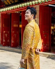Áo Dài Nam F2 Gấm Vàng - Không Kèm Quần