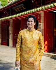 Áo Dài Nam F2 Gấm Vàng - Không Kèm Quần