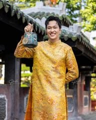 Áo Dài Nam F2 Gấm Vàng - Không Kèm Quần