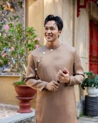 Áo Dài Nam F2 Tơ Nâu - Không Kèm Quần