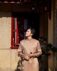 Áo Dài Nam F2 Tơ Nâu - Không Kèm Quần