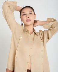 Áo Kiểu Nữ F2 Linen Kem Nâu A Touch Of Effortless Elegance