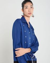 Áo Kiểu Nữ F2 Linen Xanh Đen A Touch Of Effortless Elegance