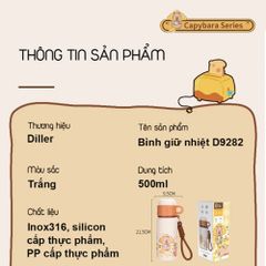 Bình Nước Giữ Nhiệt Diller Capybara 500ml