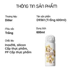 Bình Nước Giữ Nhiệt Diller Capybara 600ml