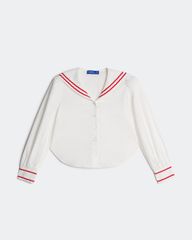 Áo Kiểu Nữ TheBlueTshirt School Girl Shirt -  Ivory White Red ZigZag