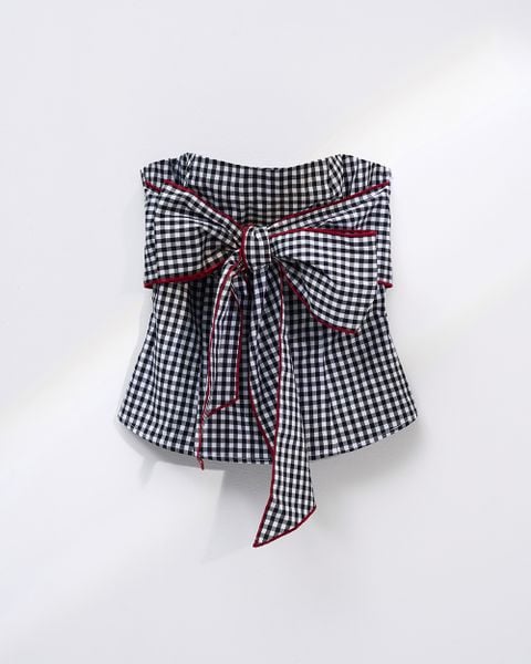 Áo Kiểu Nữ TheBlueTshirt Bow Top - Black Gingham