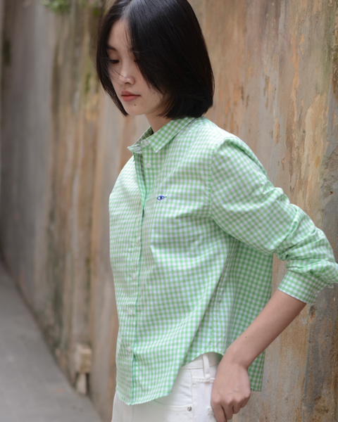 Áo Sơ Mi Nữ TheBlueTshirt Ultimate Classic Shirt - Pearl Green Gingham