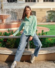 Áo Sơ Mi Nữ TheBlueTshirt Ultimate Classic Shirt - Pearl Green Gingham