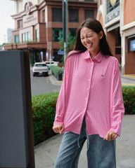 Áo Sơ Mi Nữ TheBlueTshirt Miss Oversize Shirt - True Pink Gingham