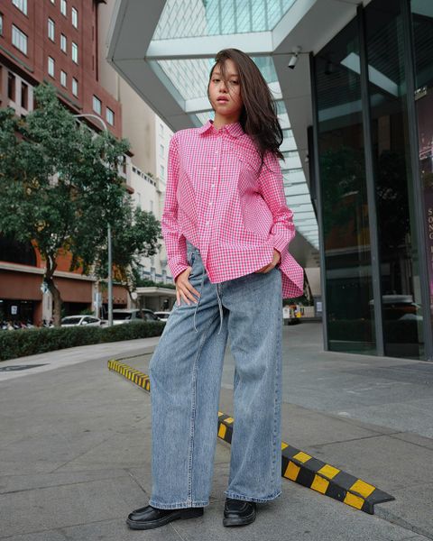 Áo Sơ Mi Nữ TheBlueTshirt Miss Oversize Shirt - True Pink Gingham
