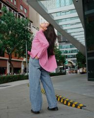Áo Sơ Mi Nữ TheBlueTshirt Miss Oversize Shirt - True Pink Gingham