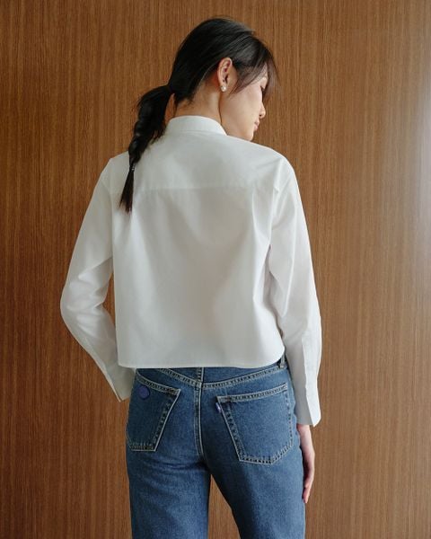 Áo Sơ Mi Nữ TheBlueTshirt Paris Crop Shirt - White