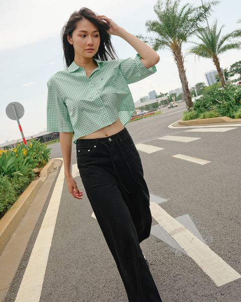 Áo Sơ Mi Nữ TheBlueTshirt NewYork Shirt - Pearl Green Gingham