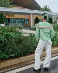 Áo Kiểu Nữ TheBlueTshirt School Girl Shirt - Pearl Green Gingham ZigZag