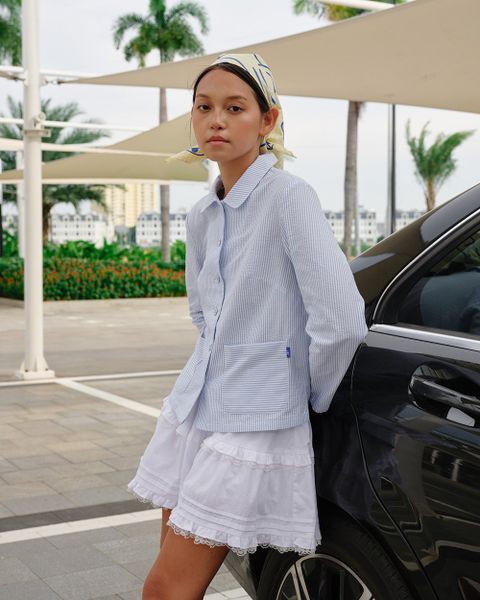 Áo Kiểu Nữ TheBlueTshirt Jacket Shirt - Seersucker SkyBlue