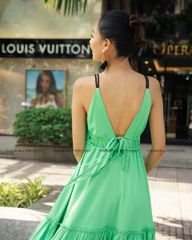 Đầm Nữ F2 Lụa Xanh Lá De Soleil