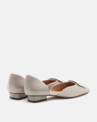 Giày Đế Bệt Nữ Pazzion Beatrice Silver Square Buckle Heels