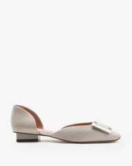 Giày Đế Bệt Nữ Pazzion Beatrice Silver Square Buckle Heels