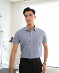 Áo Sơ Mi Nam GENTITI Tay Ngắn Họa Tiết Caro Màu Xanh - Kiểu dáng: Regular