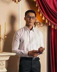Áo Sơ Mi Nam GENTITI Trơn Tay Dài Màu Trắng Phối Màu - Kiểu Dáng Slim Fit
