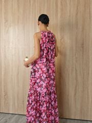 Đầm Voan Hồng Hoa Đỏ