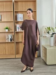 Đầm Lụa Trơn Nâu