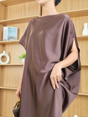 Đầm Lụa Trơn Nâu