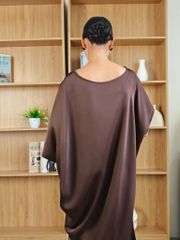Đầm Lụa Trơn Nâu