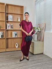 Đầm Lụa Trơn Đỏ Rượu