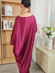 Đầm Lụa Trơn Đỏ Rượu