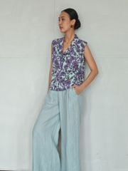 Áo Kiểu Linen Hoa Tím
