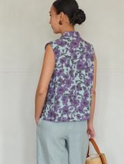 Áo Kiểu Linen Hoa Tím