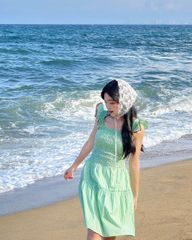 Đầm Nữ TheBlueTshirt Mini Dress - Pearl Green Gingham ZigZag Lace