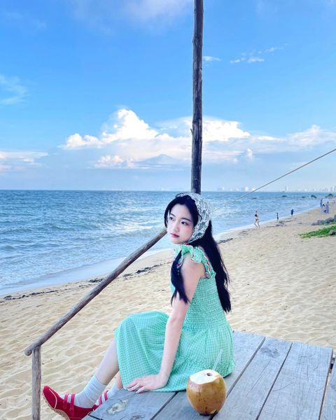 Đầm Nữ TheBlueTshirt Mini Dress - Pearl Green Gingham ZigZag Lace