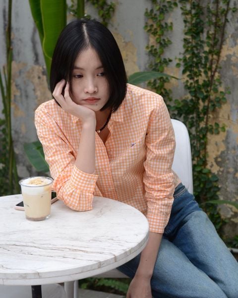 Áo Sơ Mi Nữ TheBlueTshirt Ultimate Classic Shirt - Orange Gingham